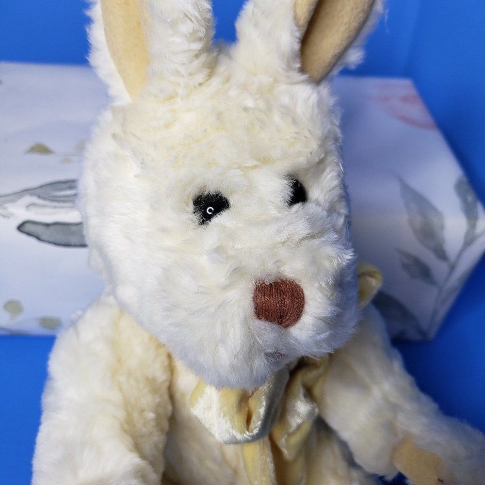 Adorable Vintage Curly Hair Yellow Jointed Bunny Rabbit Plush Stuffed Animal